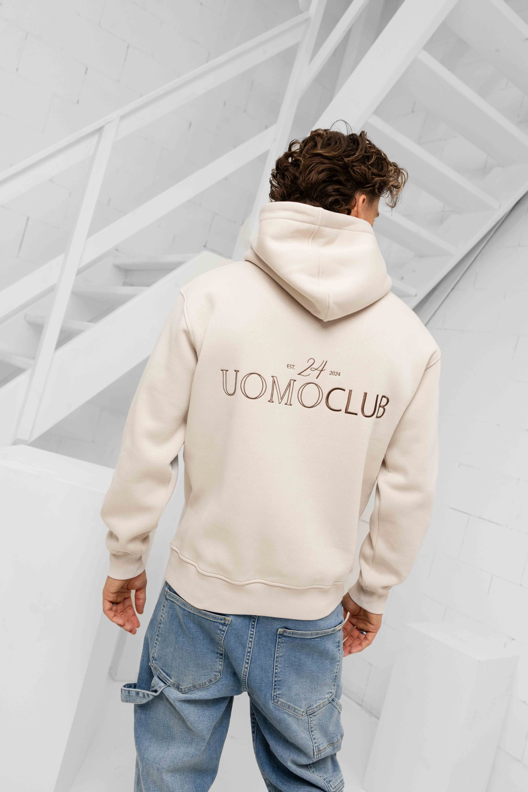 24 Uomo Club Hoodie Heren Beige