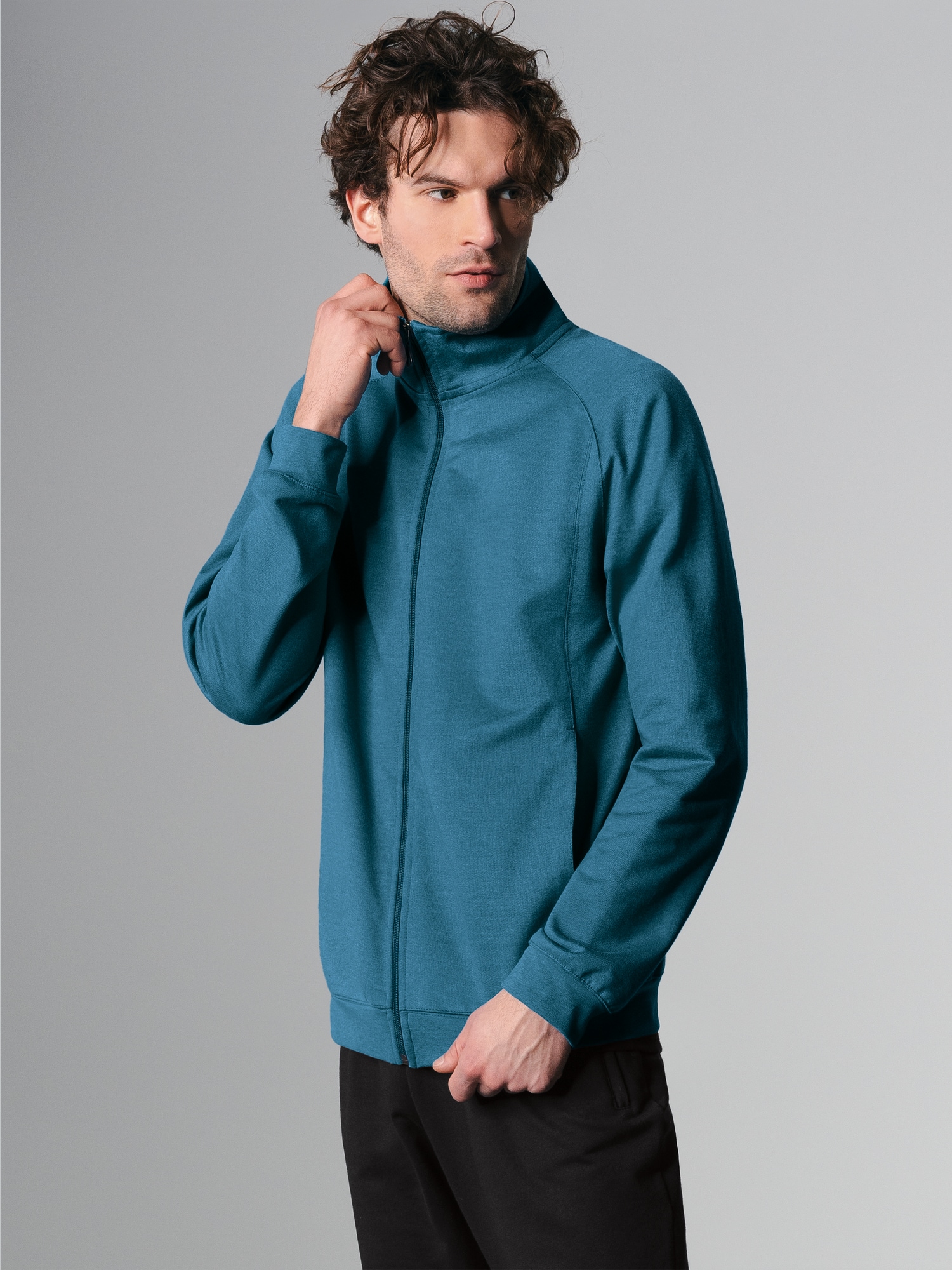 Raglanjacke aus Sweat-Qualität Saphir-light-melange