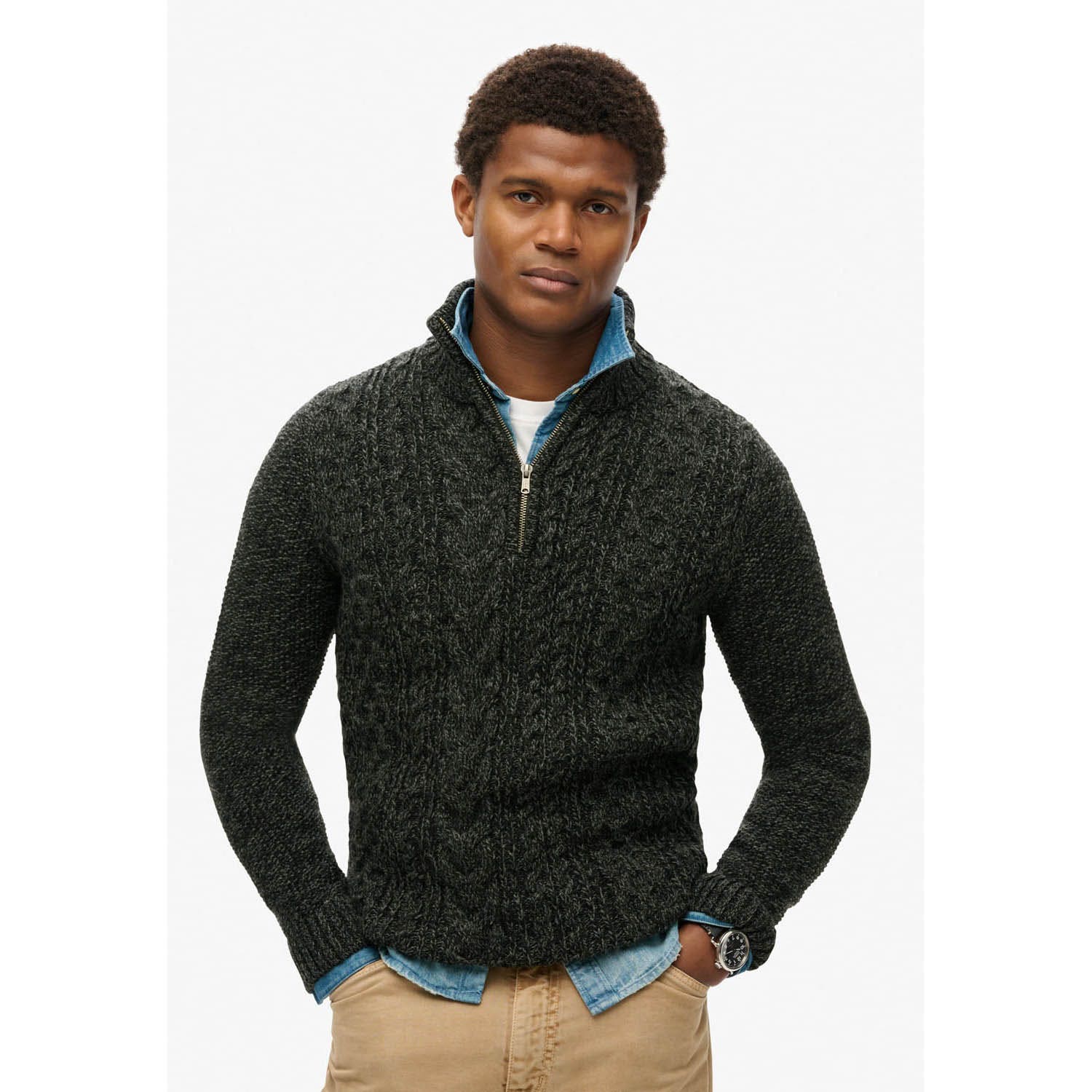 Superdry  Jacob Cable Knit Half Zip