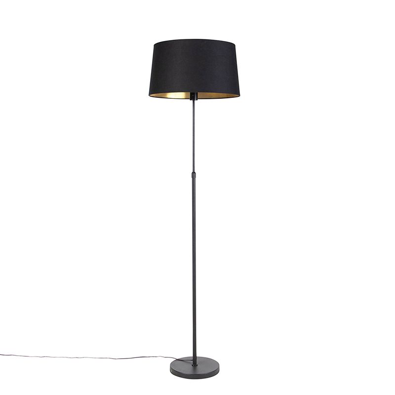 Vloerlamp zwart met zwarte kap 45 cm verstelbaar - Parte