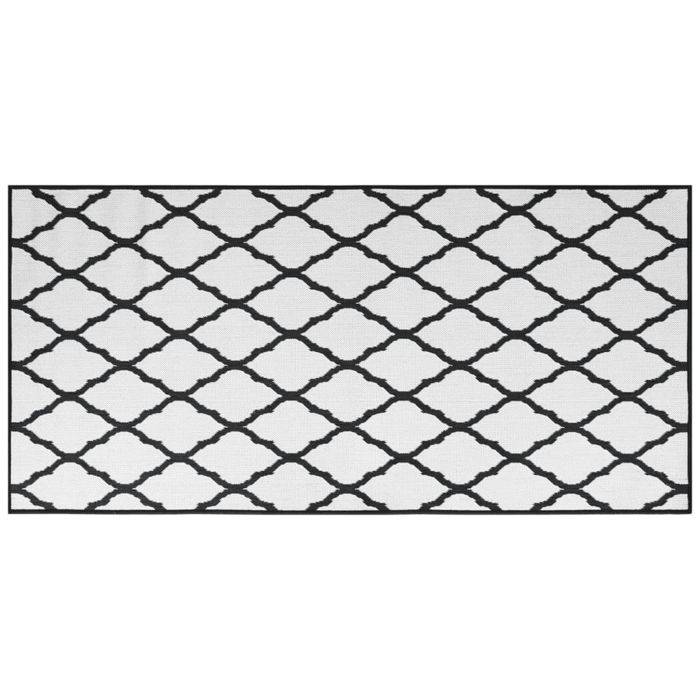 Tapis d'extérieur gris et blanc 100x200 cm design réversible