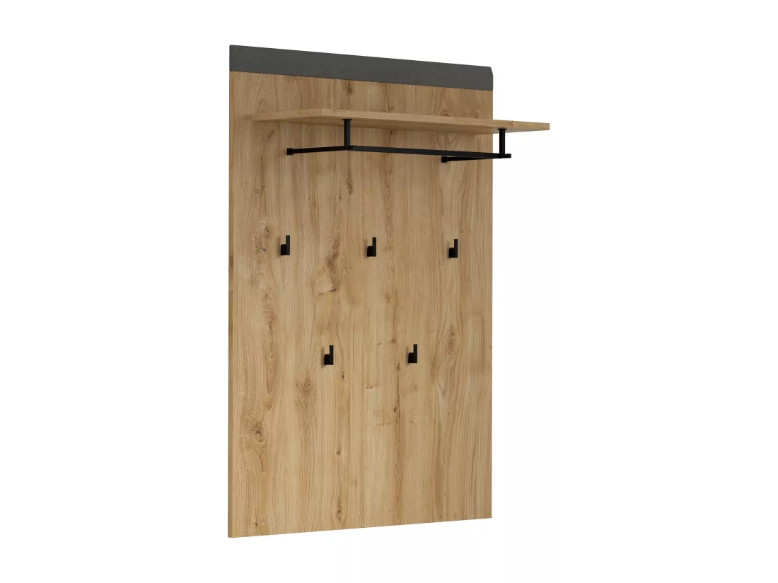 Meuble d'entrée - Panneau d'accrochage - Mélaminé chêne et Feutre - Naturel-Gris foncé - 79 - 110 - 27 cm