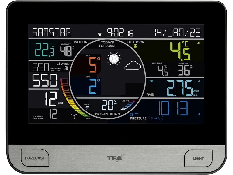 TFA Dostmann Wetterstation View Pro WLAN Schwarz Funk-Wetterstation mit WLAN
