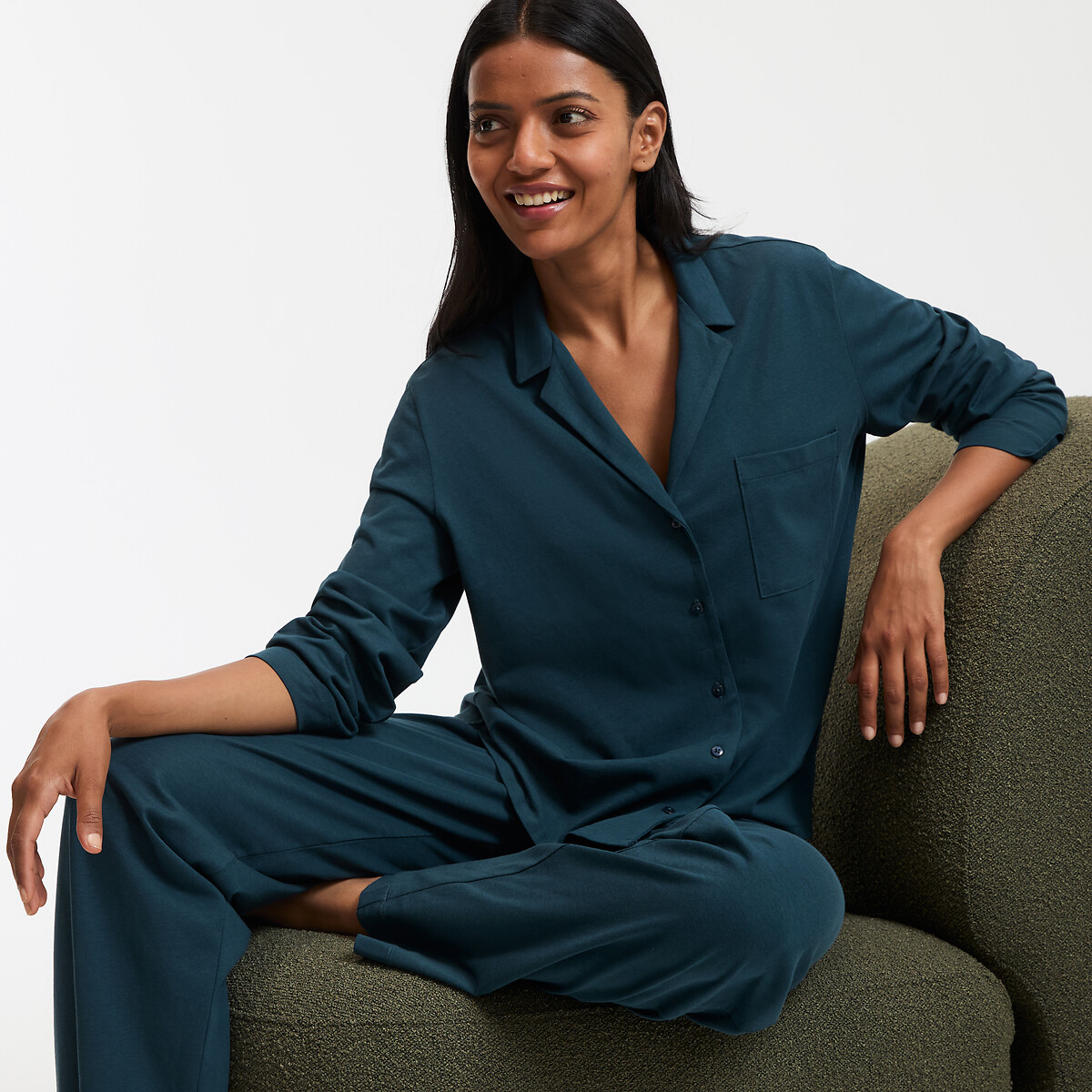 COLEÇÕES LA REDOUTE<br>Pijama de manga comprida em malha de algodão