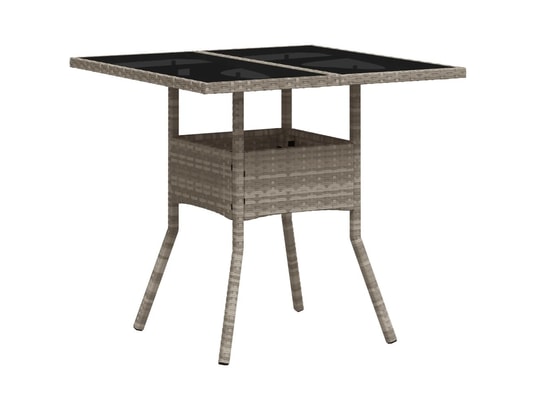 VIDAXL - Table de jardin avec dessus en verre gris clair résine tress...