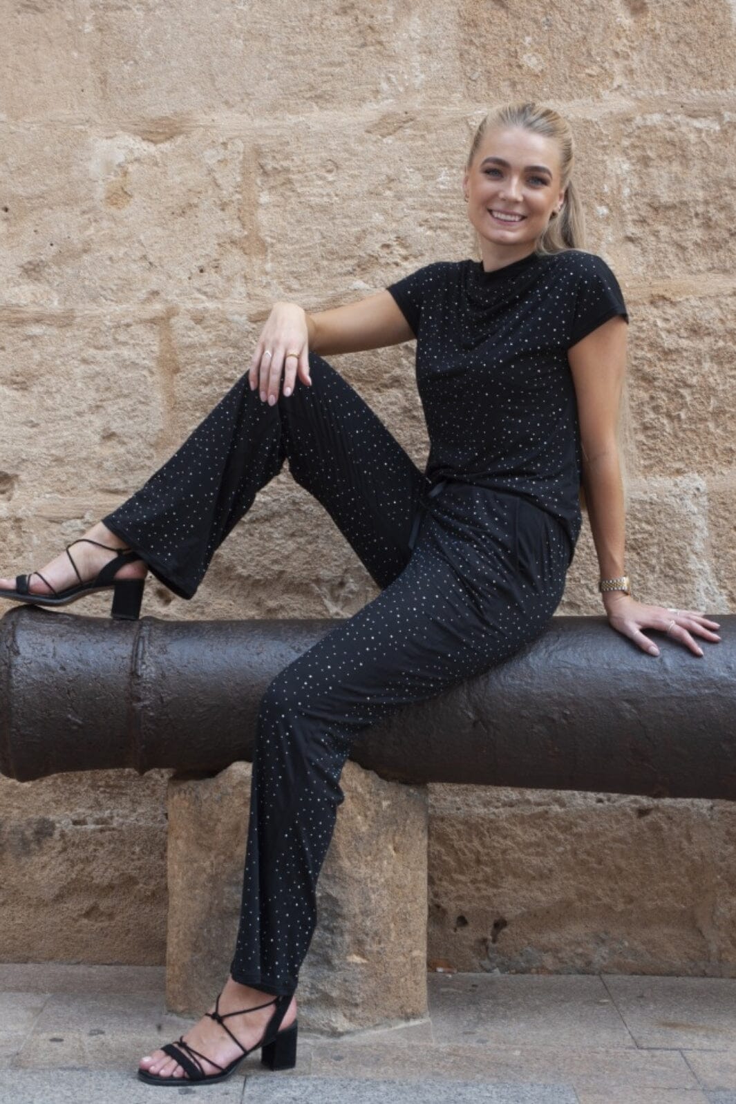 Liberte Alma-Wide-Pants black simili