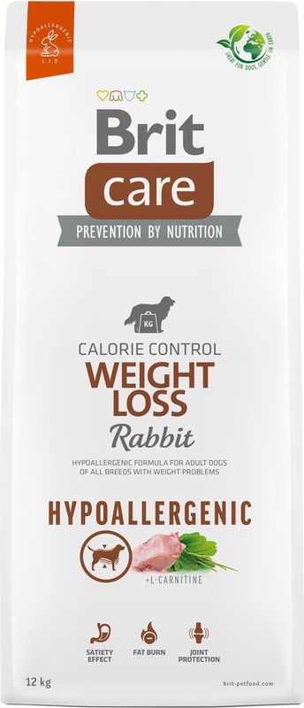 Brit Care Hypoallergenic Weight Loss Rabbit & Rice 12 kg Hond