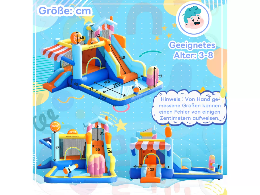Château gonflable parc aquatique 7 en 1 pour enfants - 395 x 340 x 236cm - en oxford - avec souffleur - bleu