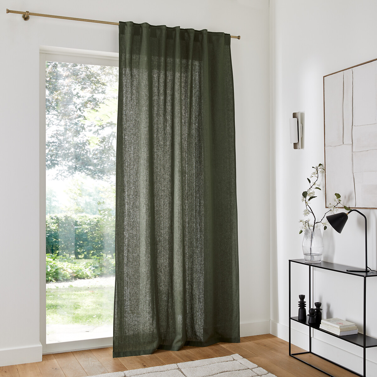 LA REDOUTE INTERIEURS<br>Cortina de linho lavado com laços ocultos Onega
