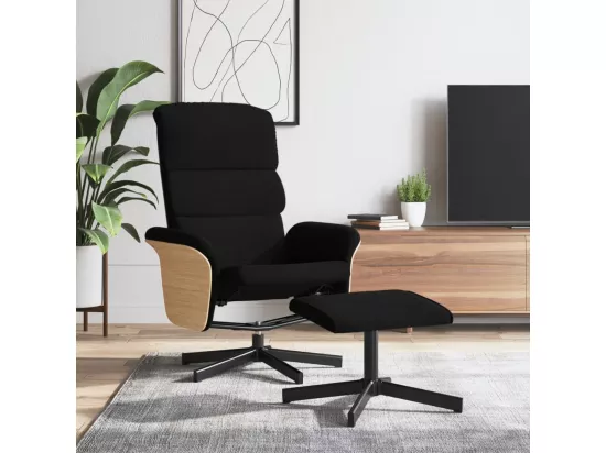 Fauteuil inclinable avec repose-pied noir tissu