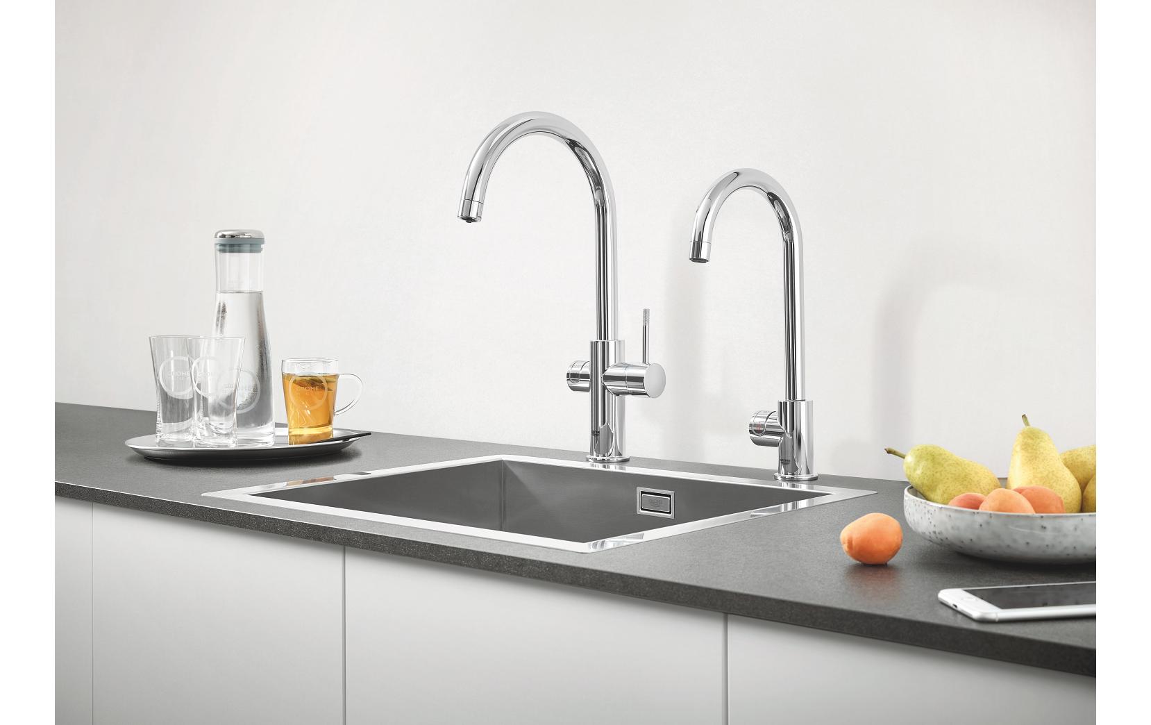 Küchenarmatur Blue Professional C-Auslauf Set Chrome<br>Einhand-Spültischbatterie mit Filterfunktion