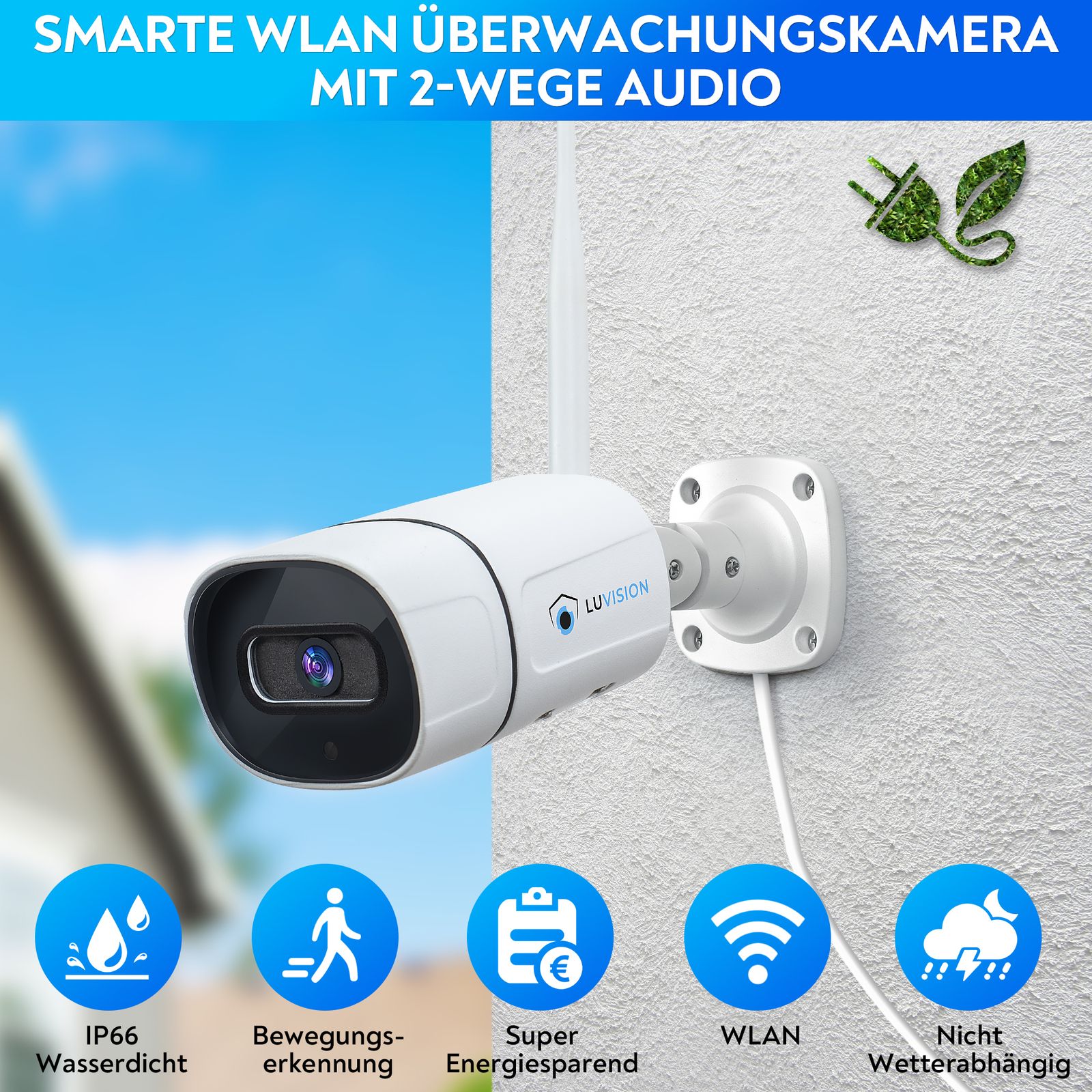 LUVISION WLAN Funk Kamera Set Überwachungssystem mit Monitor HDD-Rekorder & Cloud Speicher 4 bis 8 IP Kameras & App