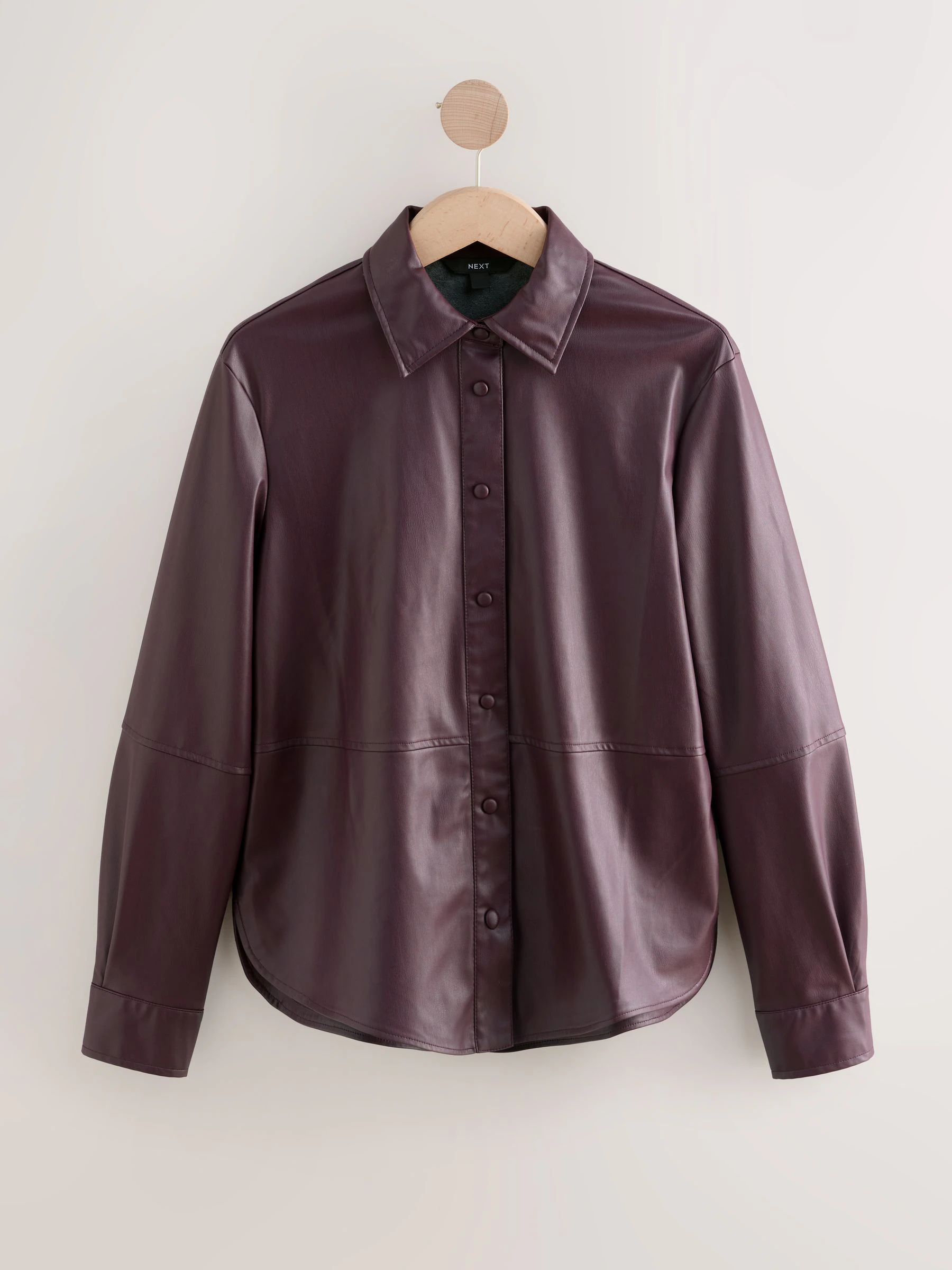 Wijnrood-paars - Faux Leather Long Sleeve Shirt