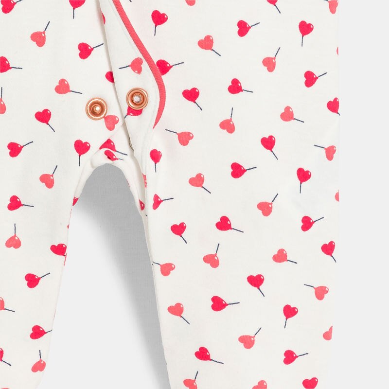 Dors-bien interlock cœurs blanc bébé fille Rouge