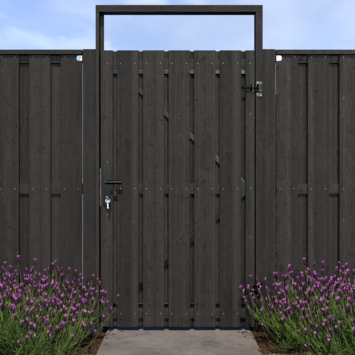 Tuinpoort pakket recht op metalen frame zwart
