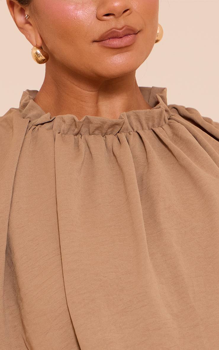 Kaki Ensemble Coordonné Blouse Ballon En Satin Martelé Shape