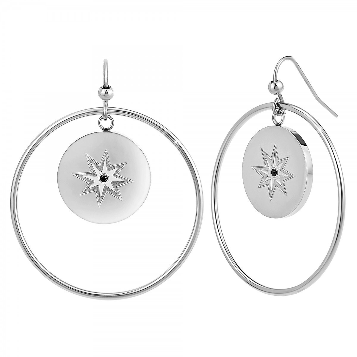 Boucles d'oreilles SC Crystal ornées d'un véritable diamant noir