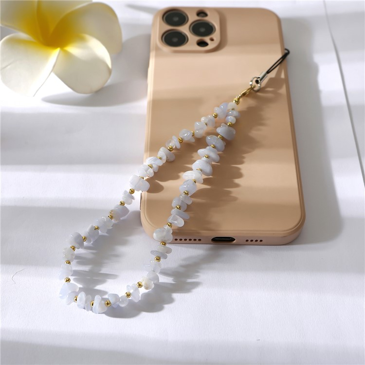(21cm) Universal Handy Kette Phone Charms Schmuck Anhänger Handgelenkschlaufe - Hellblaue Kristalle