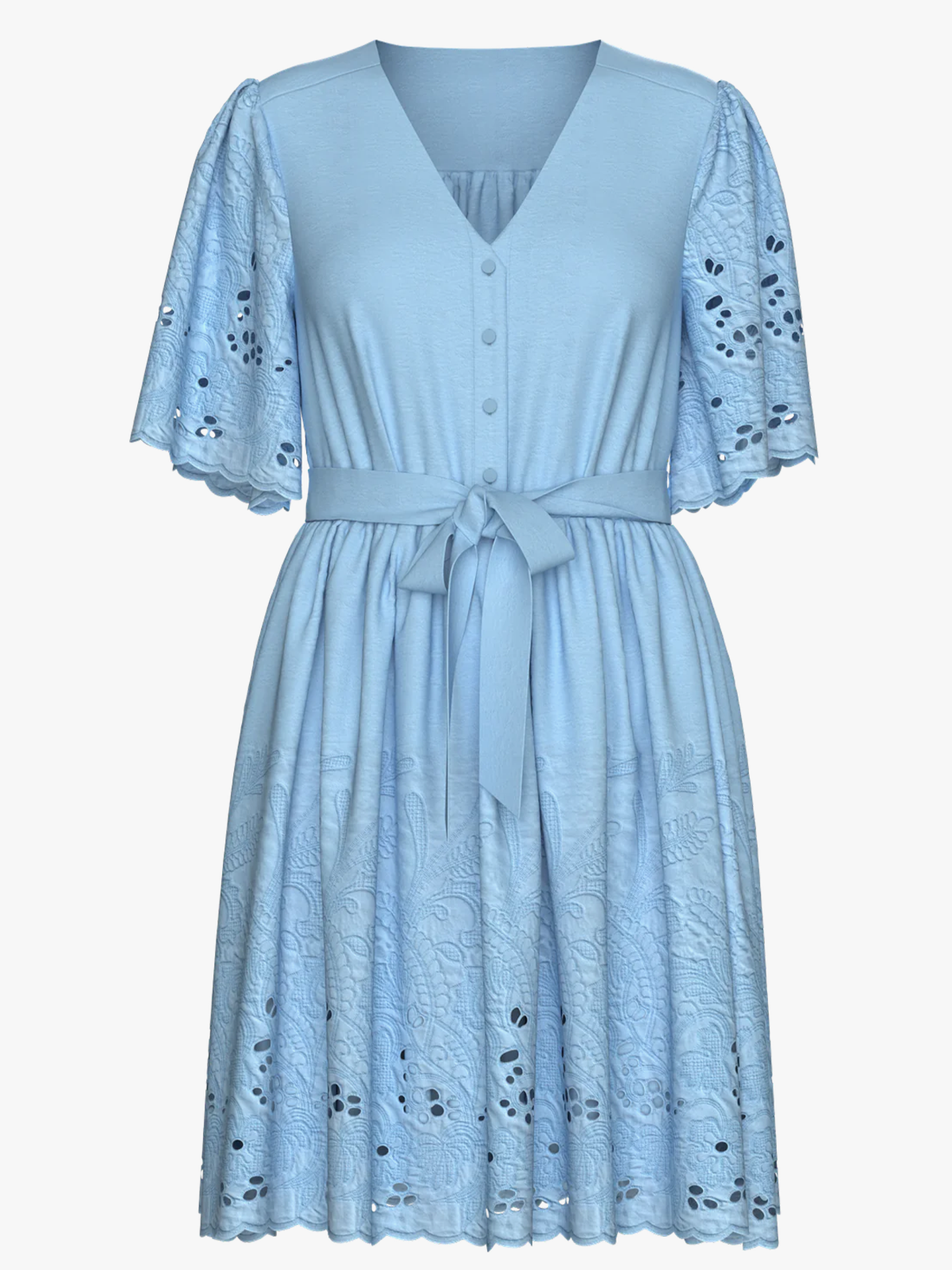 Dahlia Short Sleeve Short Broderi Dress