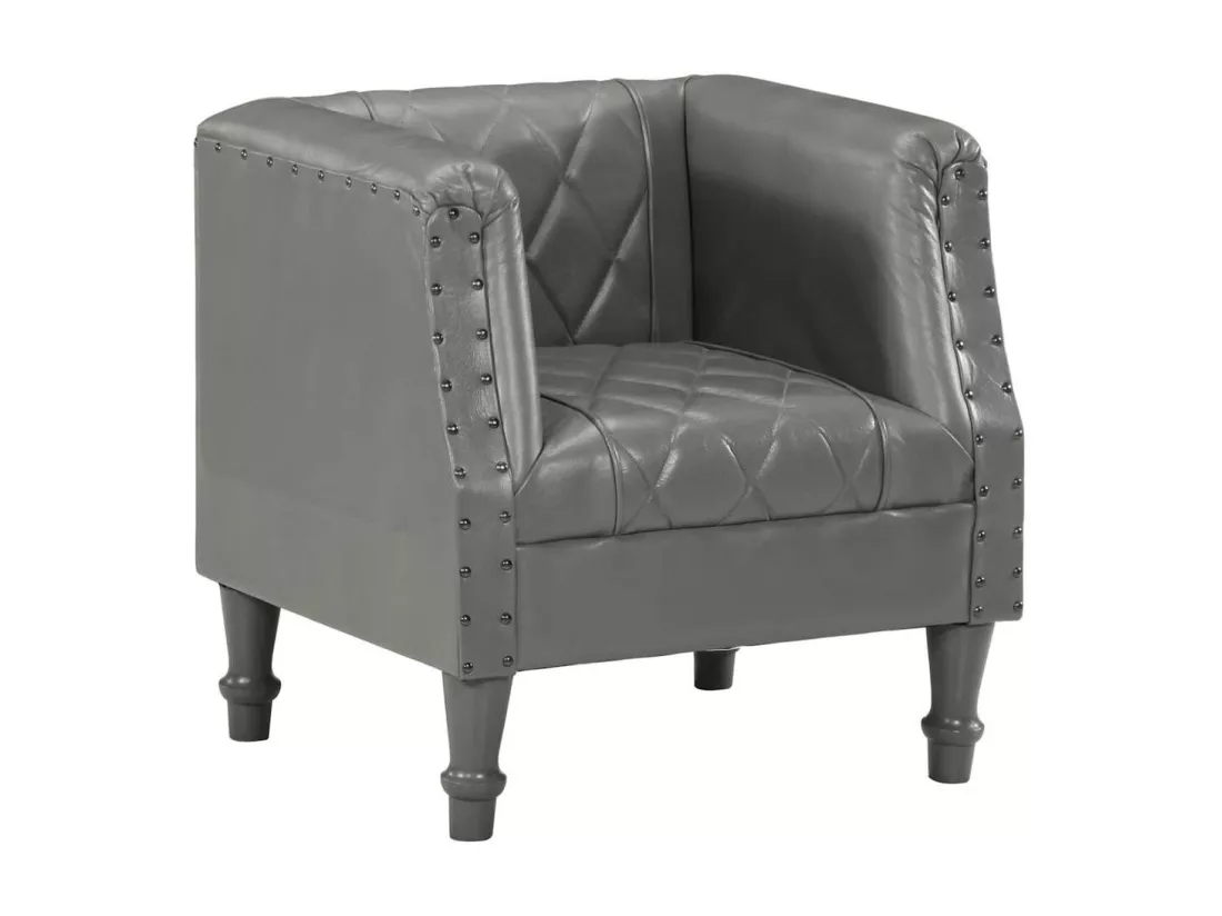 Fauteuil Gris Cuir véritable de chèvre