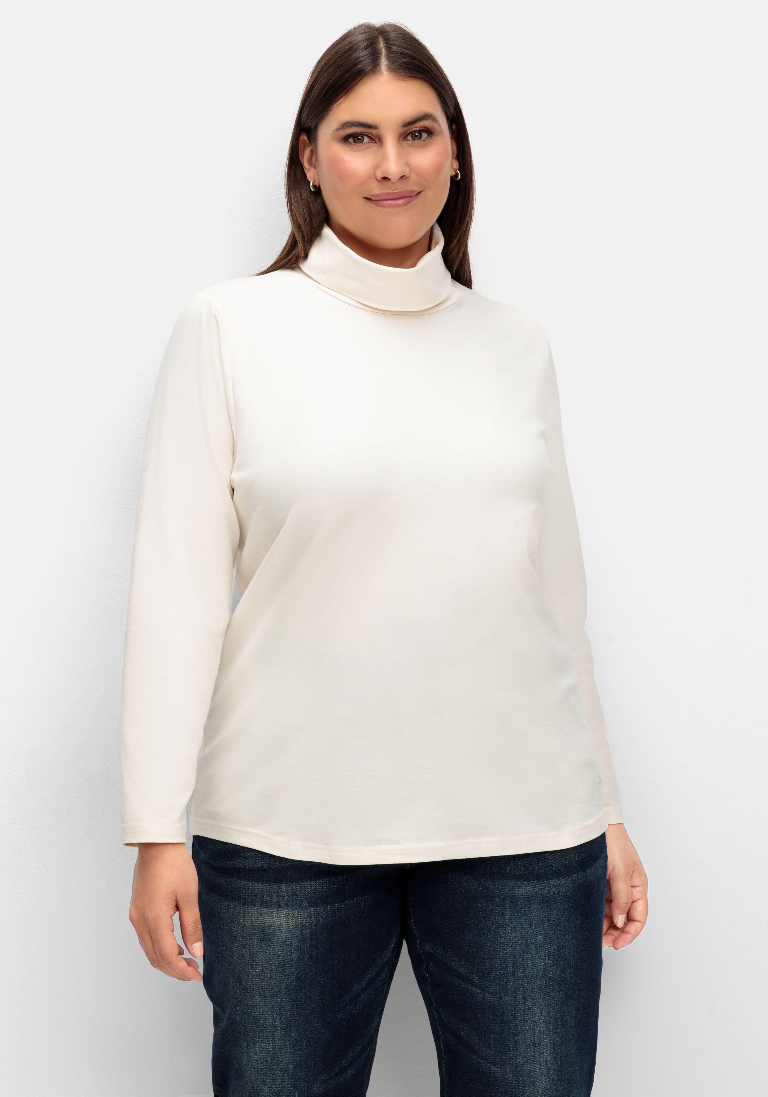 Langarmshirt mit Rollkragen, aus elastischem Jersey