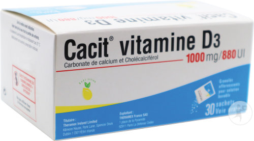 Cacit Vitamine D3 1000mg/880UI Carbonate De Calcium/ Cholécalciférol Granulés Effervescents 30 Sache