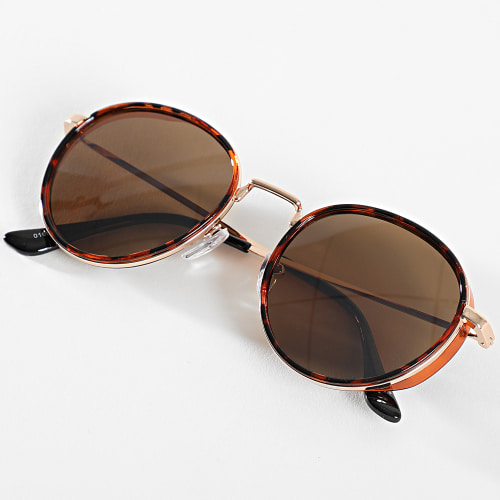 Lunettes De Soleil Doré Marron Fauve