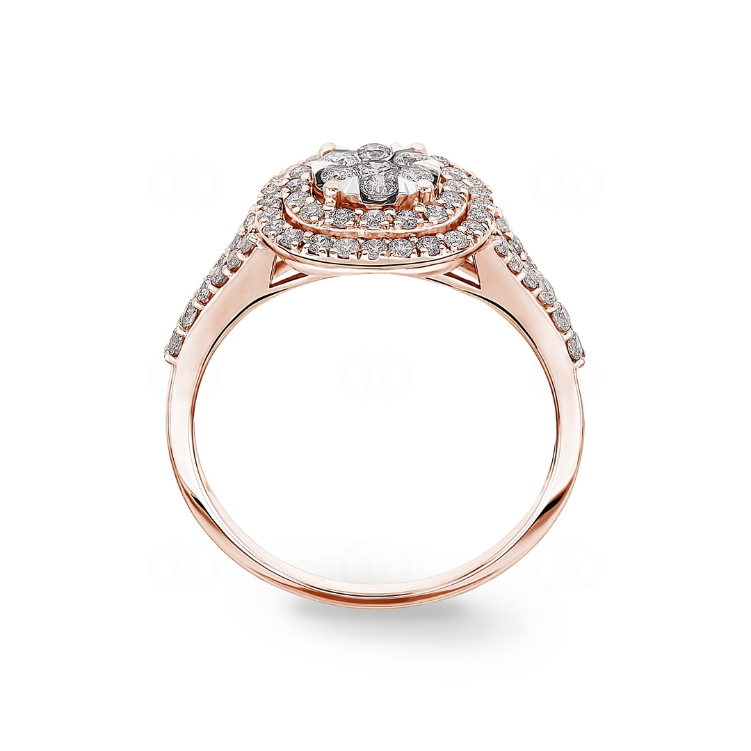 0.80 Karat Diamanten Halo Damenring 750/18 K Roségold