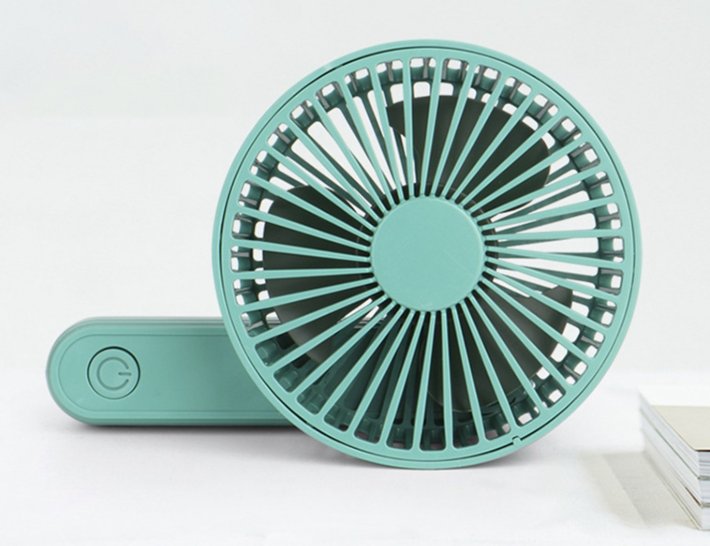 (Ø85mm) Hand Ventilator Tragbarer Lüfter Wiederaufladbarer Taschenventilator mit Handschlaufe - Grün