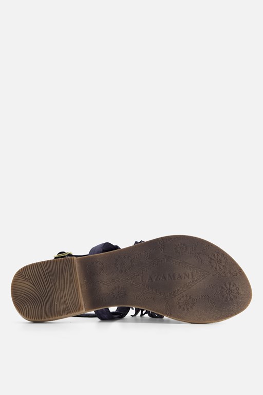 Lazamani Sandalen Flower zwart Leer