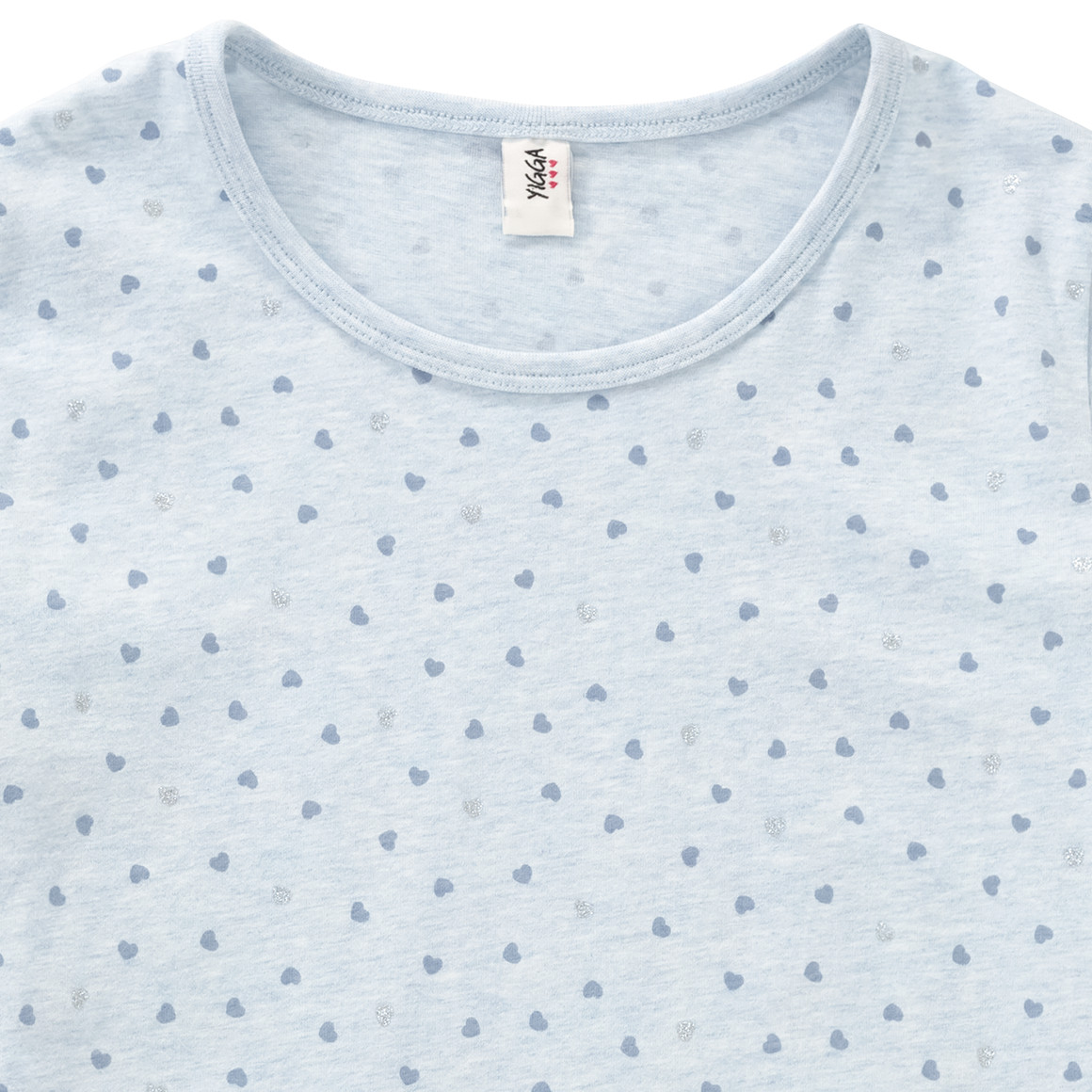 Yigga Mädchen T-Shirt mit Herzen hellblau