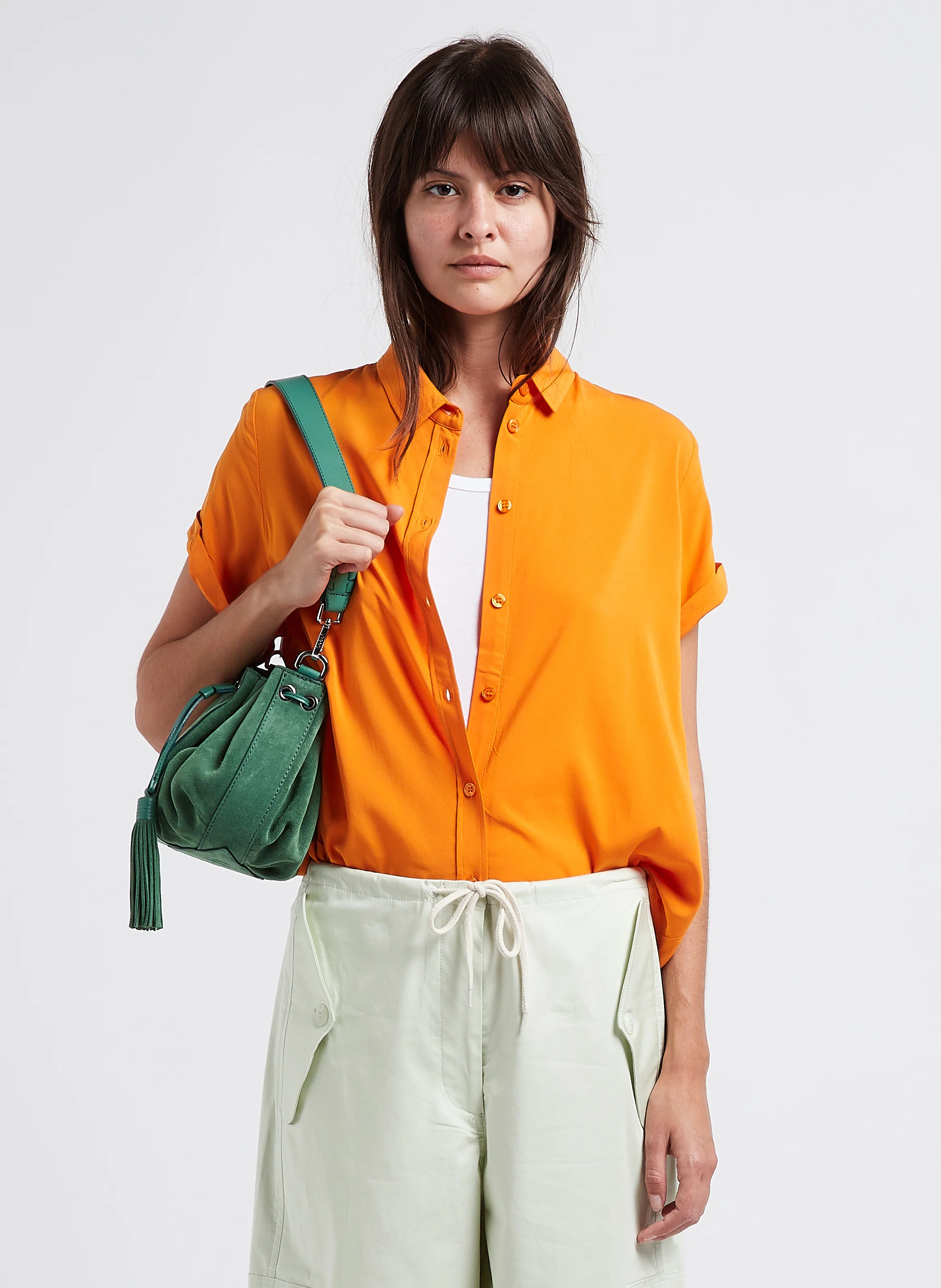 MAJAN - Chemise ample à col classique | Orange