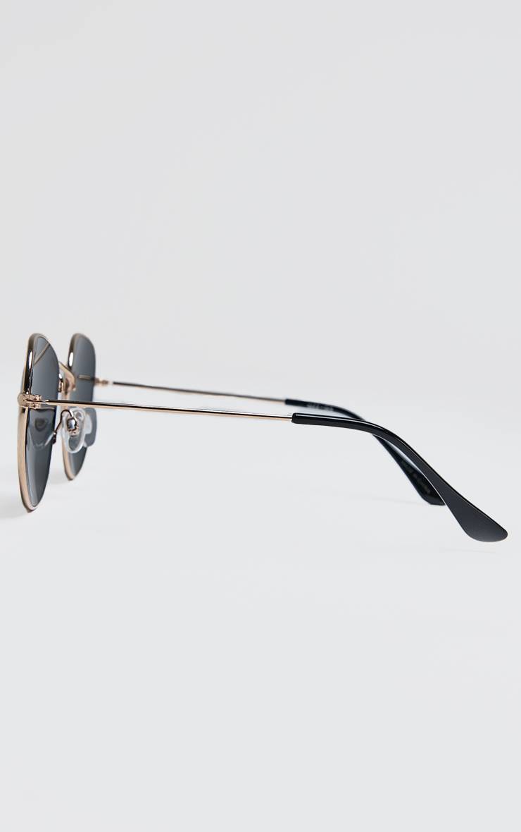 Noir Lunettes De Soleil Circulaires Noires Et Dorées