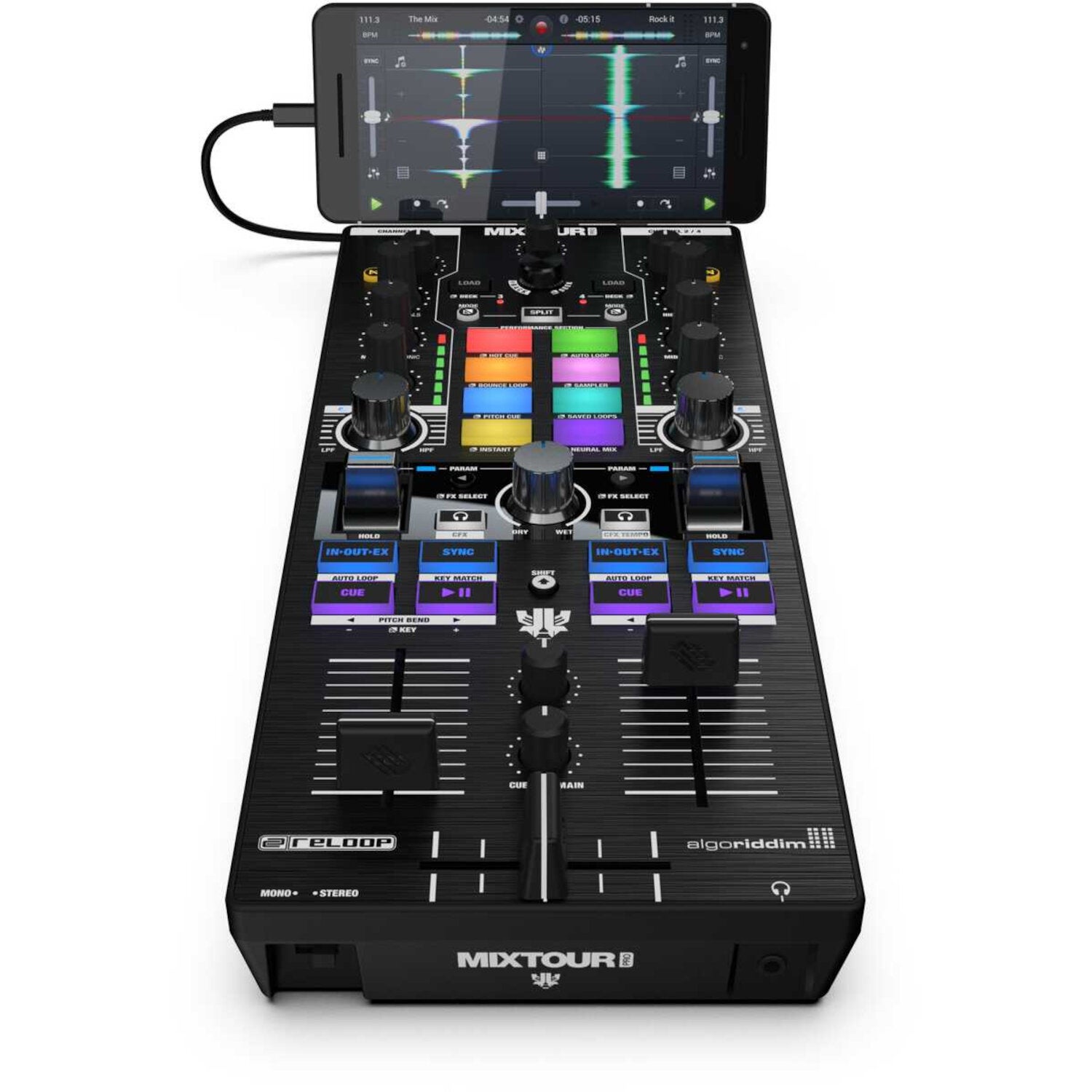 Reloop Mixtour Pro portable 4-decks DJ-controller voor Algoriddim