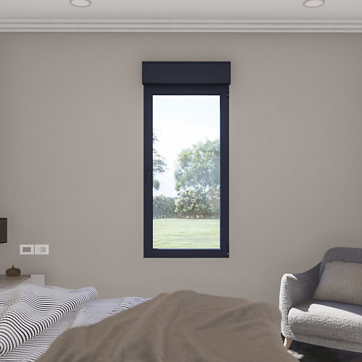 Fenêtre alu 1 vantail oscillo-battant + volet roulant électrique GoodHome gris - l.80 x h.95 cm, tirant gauche