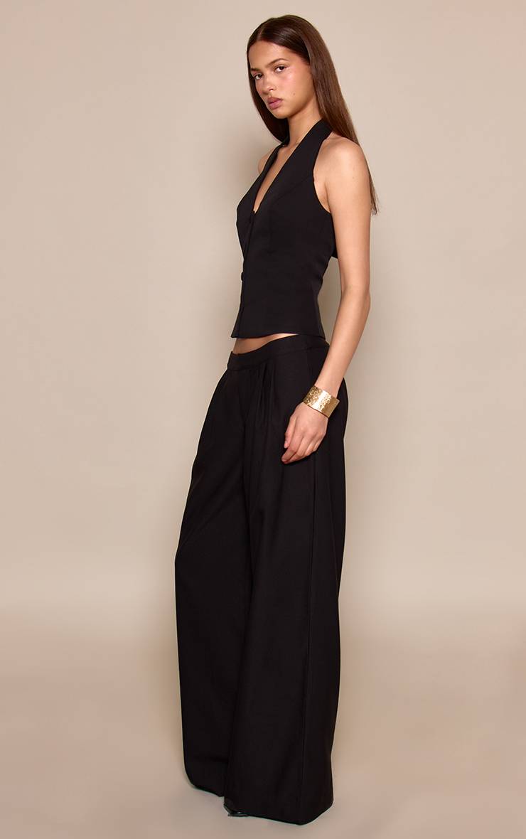 Noir Pantalon Tailleur Plissé
