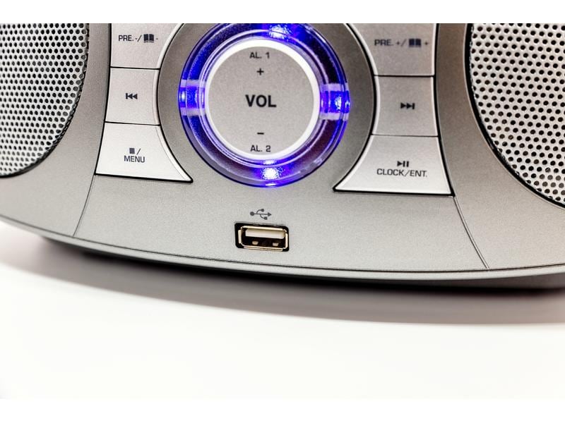 soundmaster DAB  Radio SCD1800 Grau DAB  Boombox mit CD/MP3, Bluetooth und USB