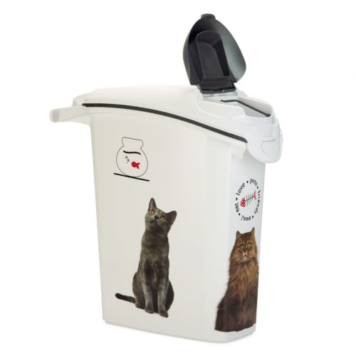 Recipiente branco para armazenar ração de gato