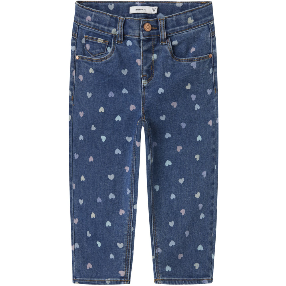Køb Name It Denim Blue Hearts Nmfbella Mom Shaped Jeans 3555-On Noos