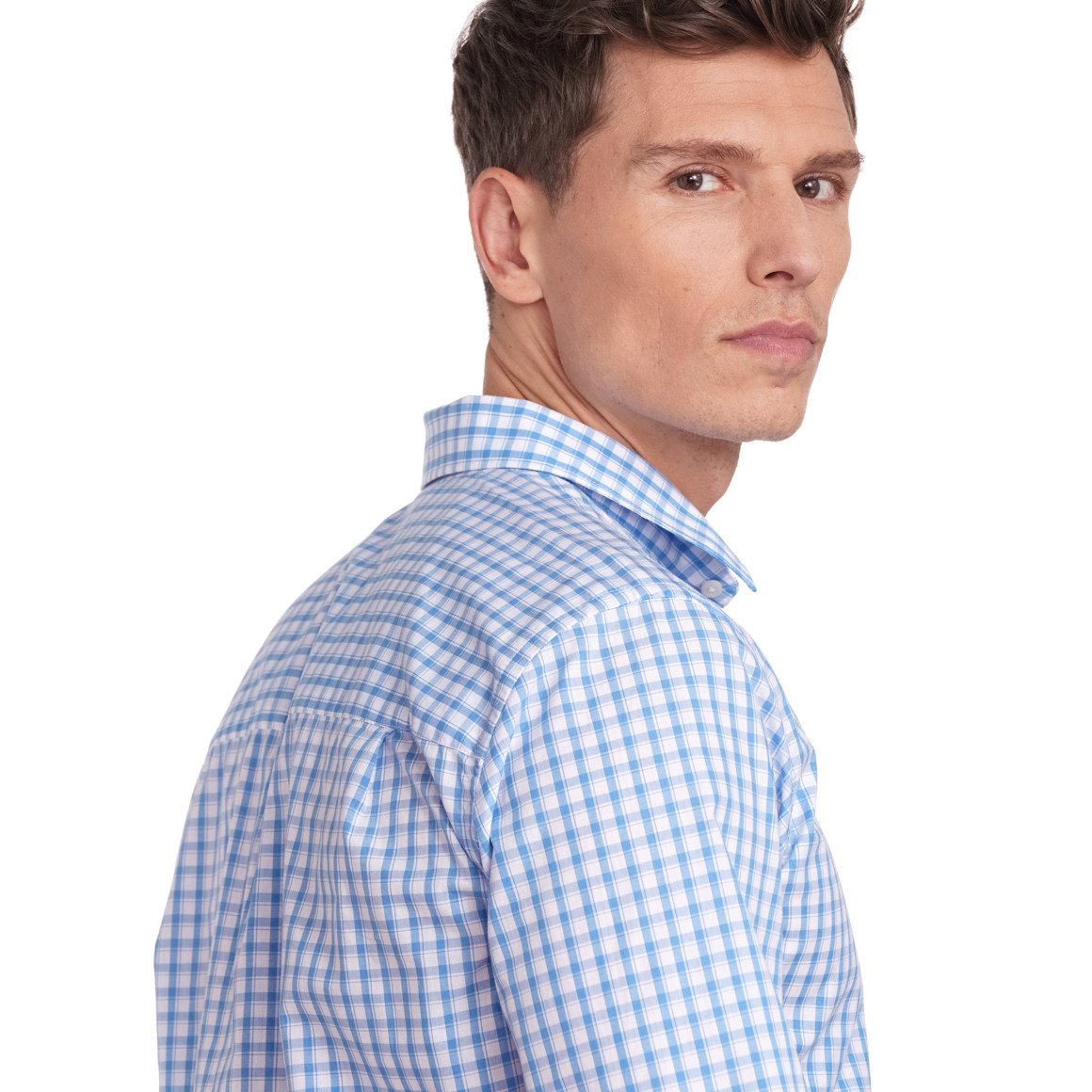 VanVaan Herren Hemd mit Karos hellblau / weiss