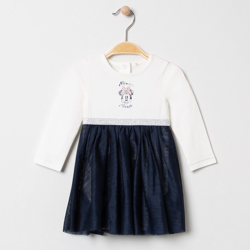 Robe manches longues effet 2 en 1 Minnie Disney - Ecru