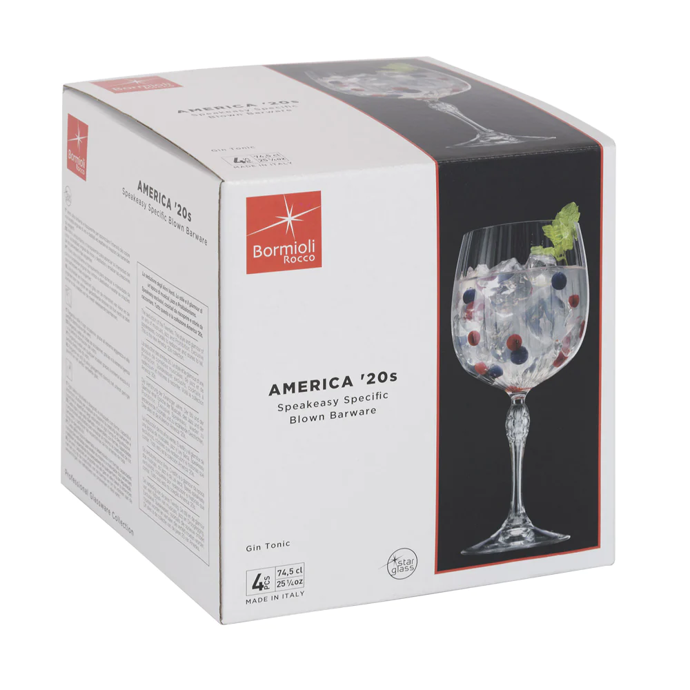 Boite de 4 verres AMERICA gin tonic Bormioli Rocco