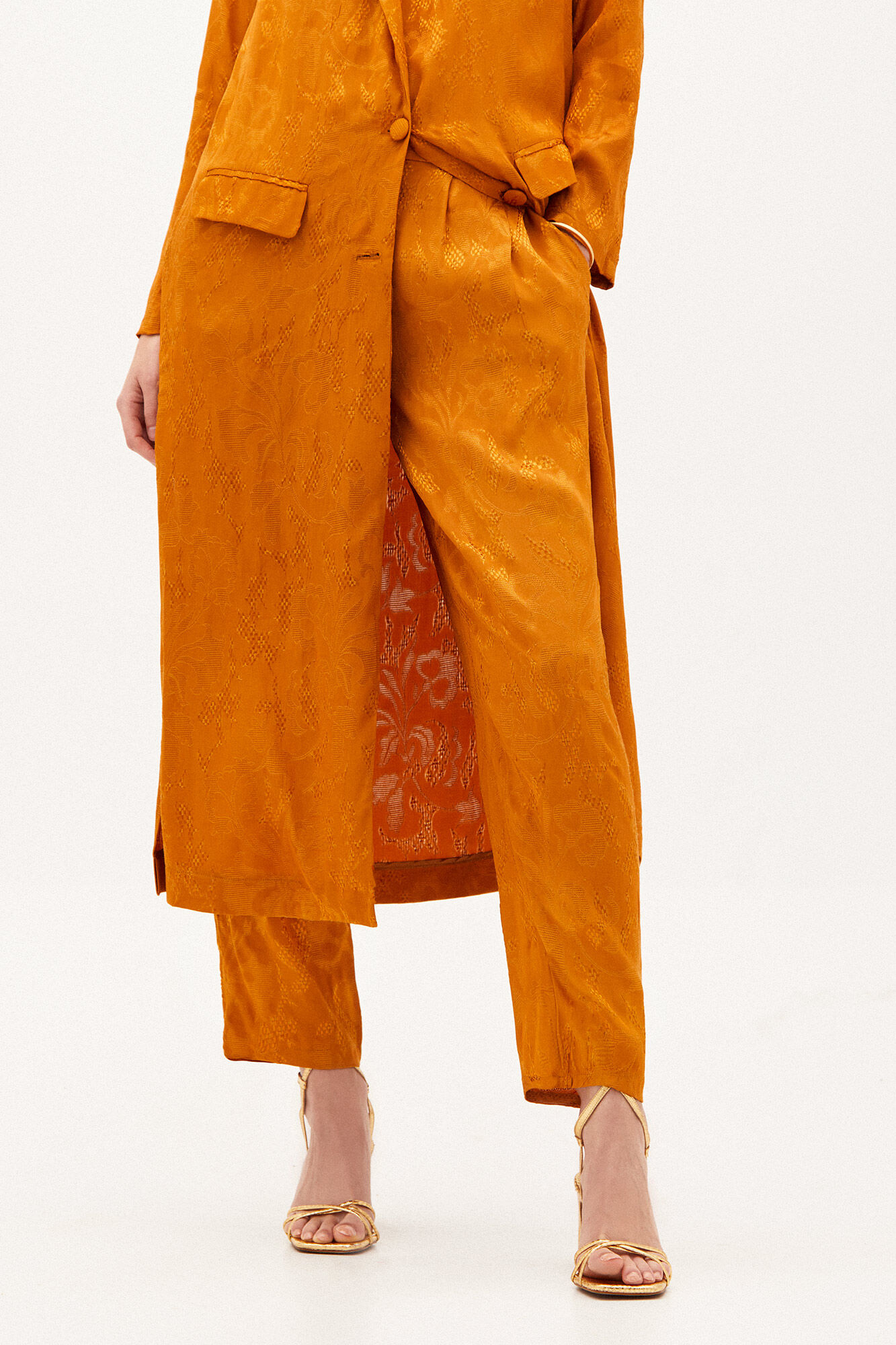Calças Amaia Jacquard Flowy - Marrom
