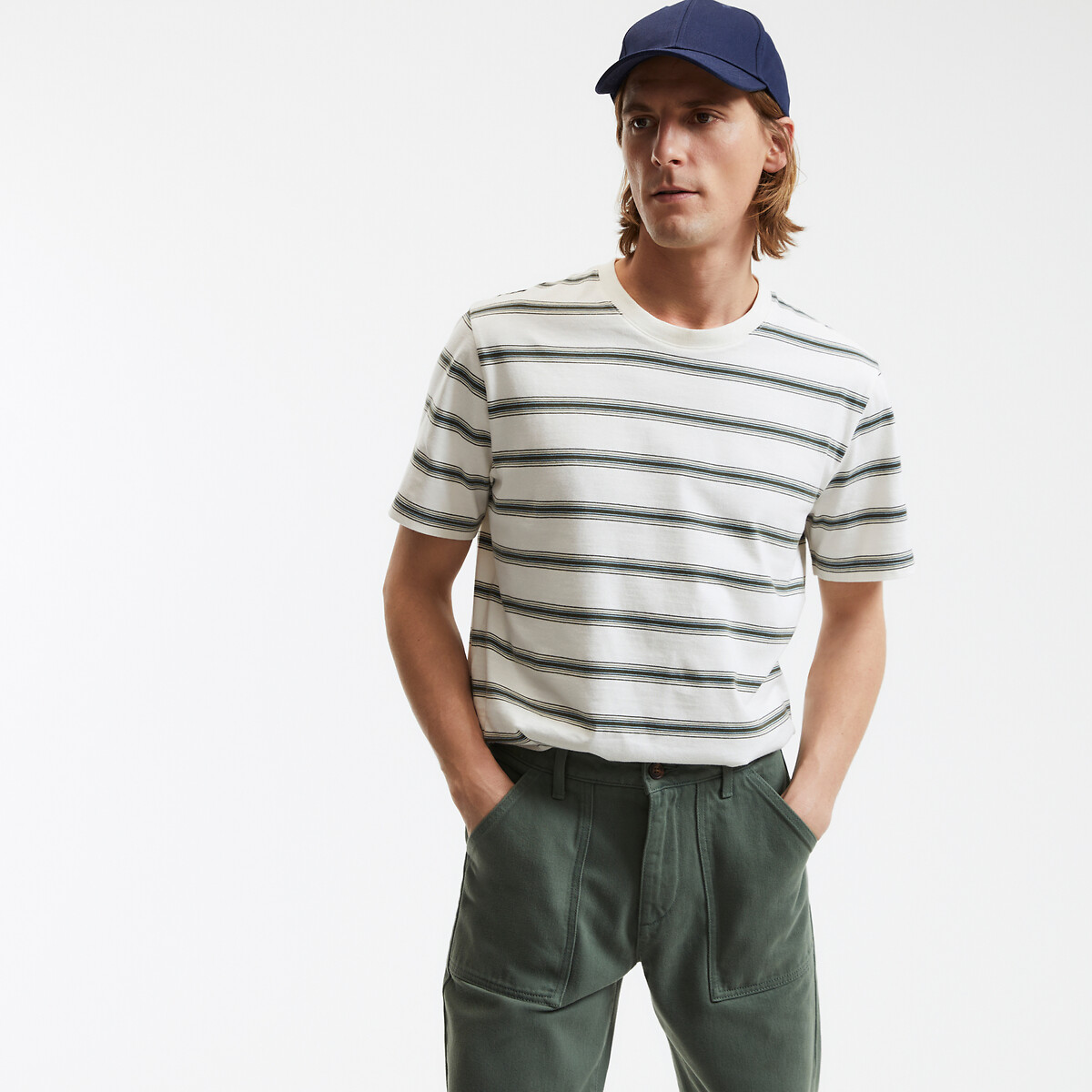 COLEÇÃO LA REDOUTE<br>Camiseta listrada com gola redonda e mangas curtas