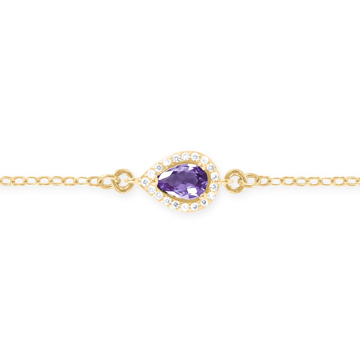 Bracelet plaqué or avec oxydes de zirconium teinte améthyste