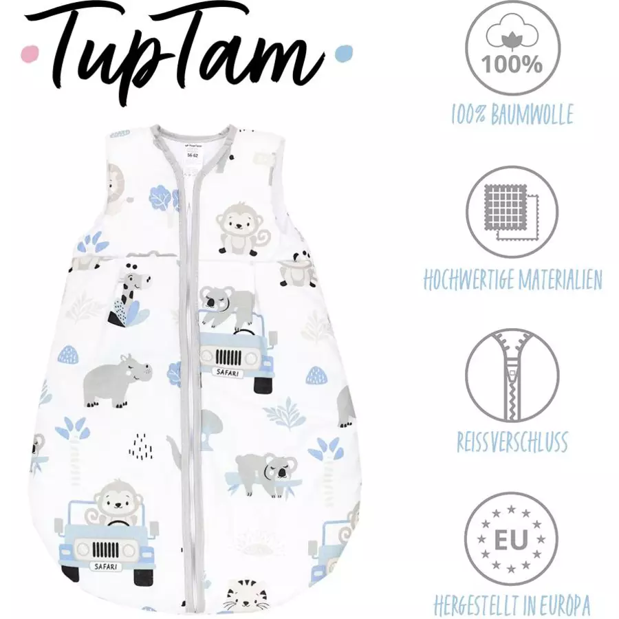 TupTam Baby Ganzjahres Schlafsack Ärmellos Wattiert grauhellblau