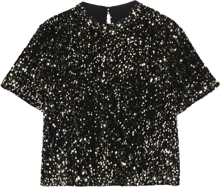 Ted Baker AUDRIYY Velvet Sequin Tee Dress Black