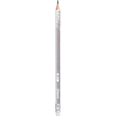 Maped Black'Peps Glitter - Crayon à papier - HB - embout gomme - disponible dans différentes couleurs
