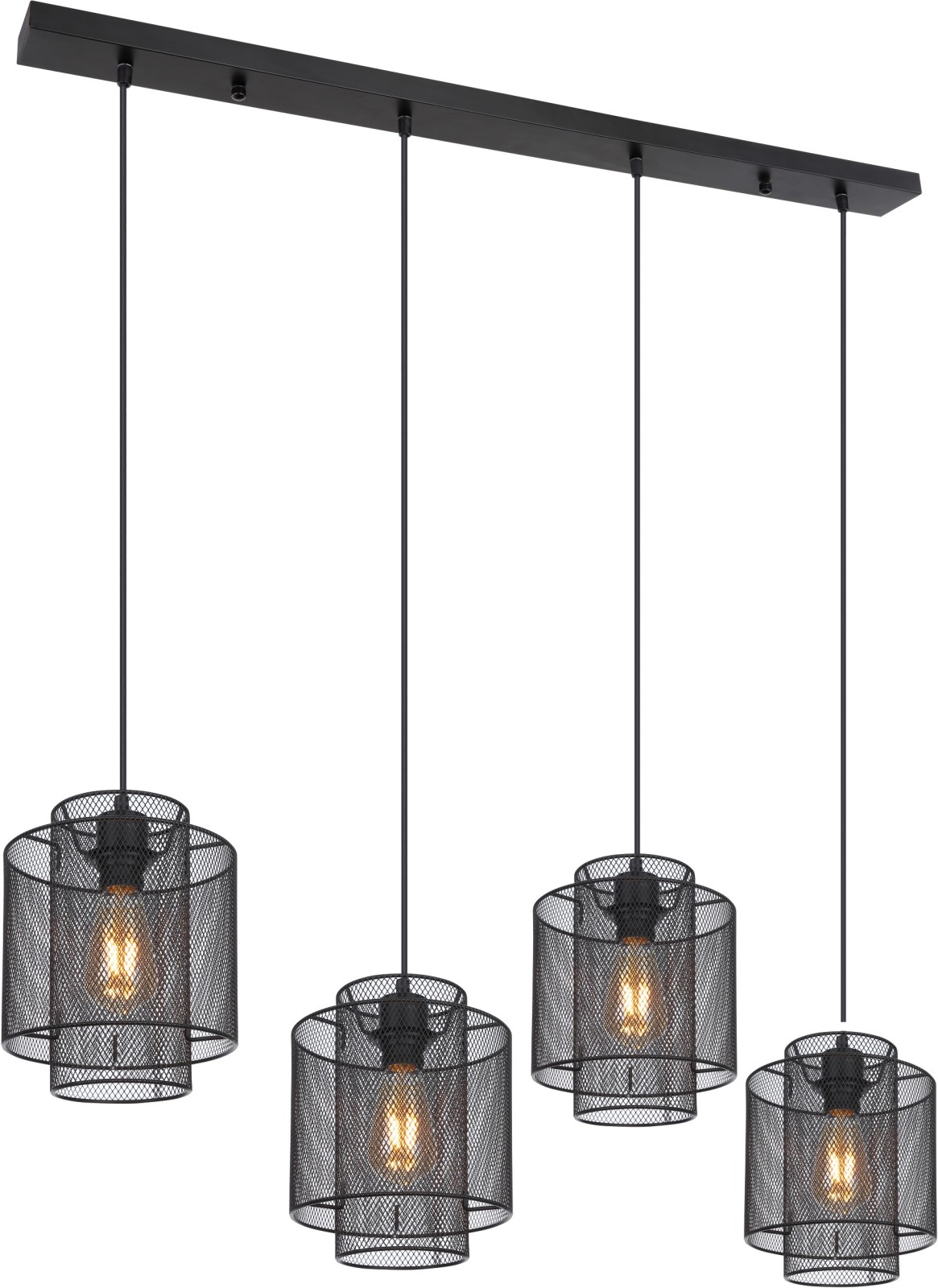 Pendelleuchte - schwarz-matt - Metall - 120 cm hoch