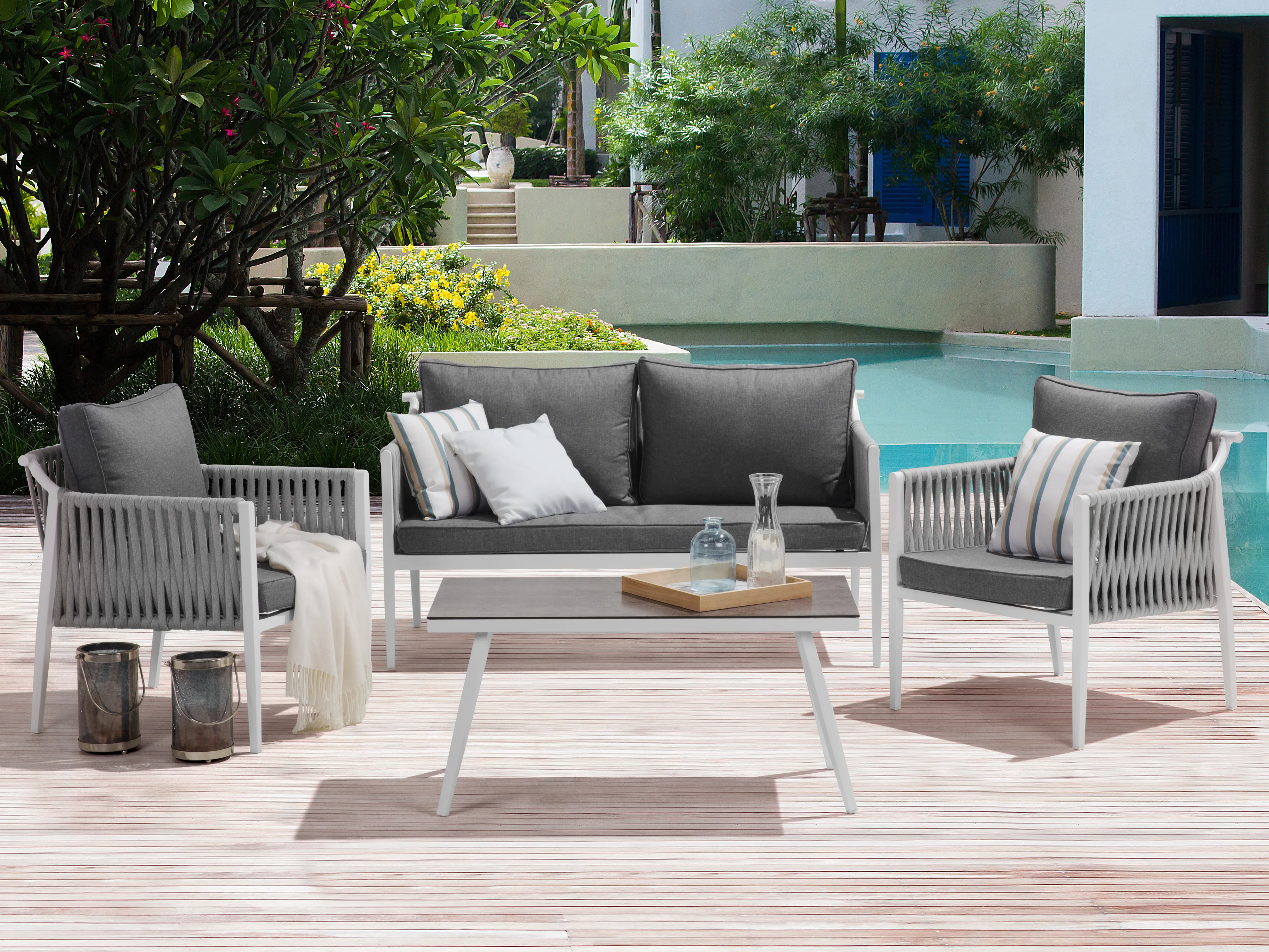 Loungeset met tafel 4-zits LATINA Metaal Grijs